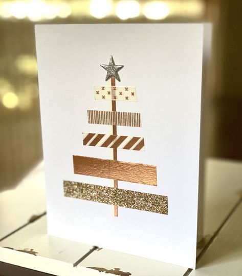 Origami Christmas Tree Card, Diy Christmas Card Ideas, Julkransar Diy, Washi Tape Christmas, Diy Christmas Card, Christmas Card Ideas, Washi Tape Cards, Christmas Cards Kids, Washi Tape Crafts