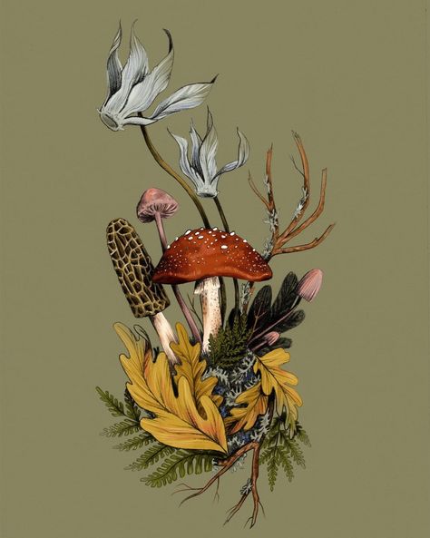 Autumn art from @lascarlatte. So delicate and so beautiful! Mushrooms Art, Mushroom Art, Plant Illustration, Hand Drawn Design, Freelance Illustrator, Hello Autumn, Mini Art, Botanical Art, Art Inspo