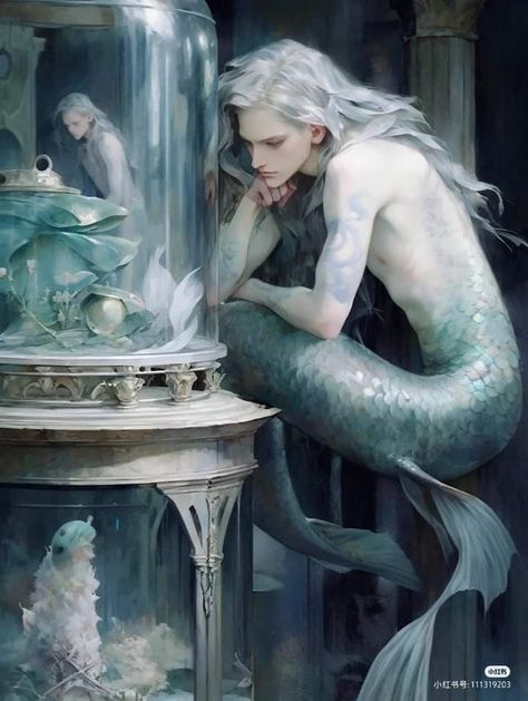 Anime Merman, Mermaid Man, Fantasy Mermaids, Mermaids And Mermen, Salou, Fantasy Male, Mythical Creatures Art, Mermaid Art, A Mermaid