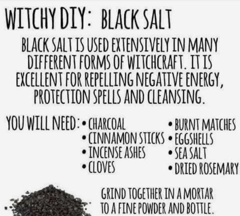 #blacksalt #diy #recipe #witch #celtic #pagan #charcoal #cinnamonsticks #incenseashes #cloves #burntmatches #eggshells #seasalt #driedrosemary Witchcraft Spells For Beginners, Wiccan Magic, Witch Spirituality, Under Your Spell, Magick Spells, Wiccan Witch, Eclectic Witch, Witch Diy, Black Salt