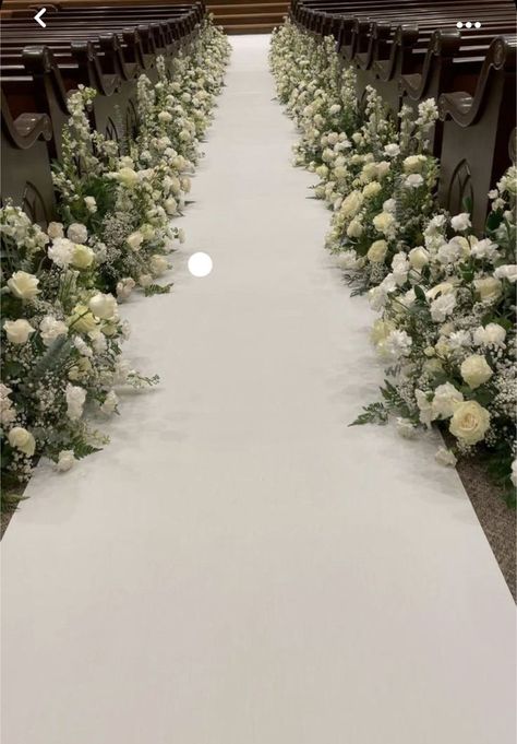 Church Wedding Flowers Altar, Wedding Flower Arrangements Church, Church Wedding Decorations Aisle, Simple Church Wedding, Ceremony Decorations Church, Small Church Weddings, Church Aisle Decorations, Wedding Church Aisle, Wedding Walkway