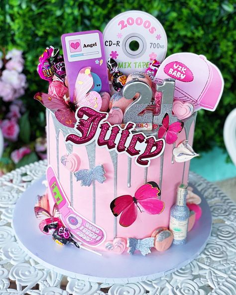 Early 2000s Cake Theme, 2000s Theme Cake Ideas, 2000 Theme Birthday Cake, Y2k Dessert Table, 2000 Theme Cake, Y2k Birthday Party Theme Cake, 2000s Cake Design, Y2k Birthday Cake Ideas, 2000s Themed Birthday Cake