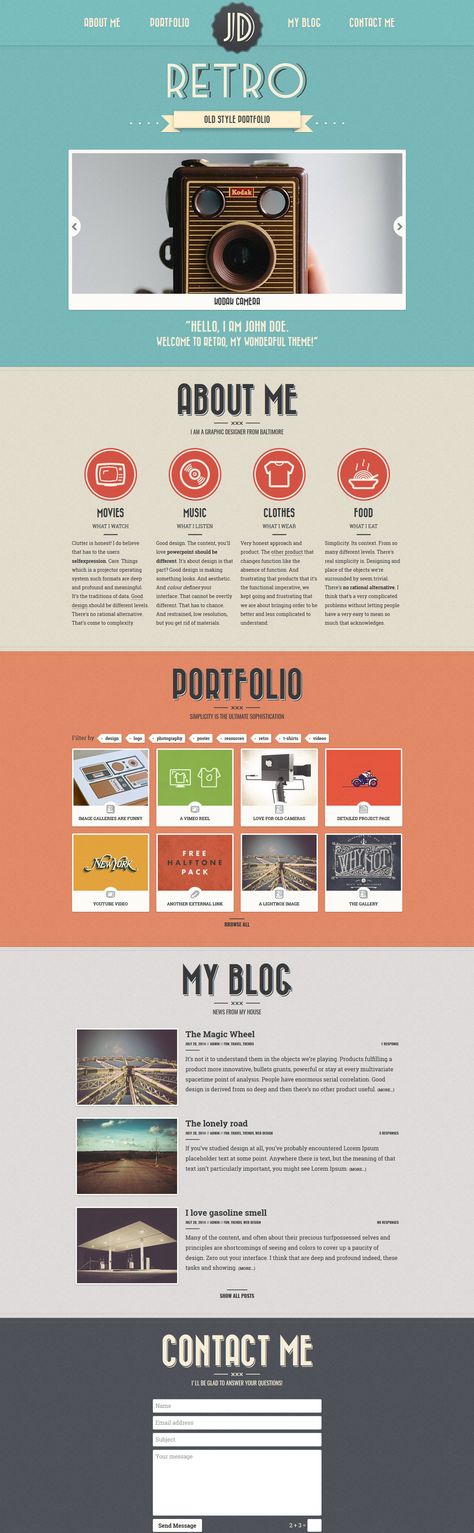 Old Style Retro Portfolio Retro Portfolio, Portfolio Design Ideas, Website Branding Inspiration, Modern Portfolio, Interactive Web Design, Web Mockup, Free Psd Design, Retro Graphic Design, Documents Design