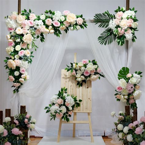 Customizable European Style DIY Wedding Stage Decor Artificial Flower Wall Arch Silk Rose Peony Plant Mix Design Decor Flower wa|Artificial & Dried Flowers| - AliExpress Tulle Table Skirt, Diy Tulle, Party Arch, Tulle Table, Wedding Tulle, Planting Peonies, Wedding Stage Decor, Wedding Backdrop Design, Arch Decoration