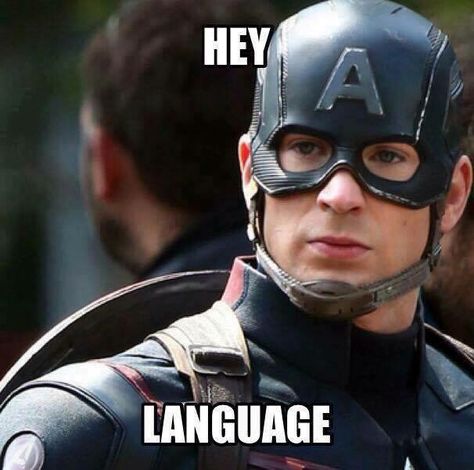 Captain America......Language Captain America Meme, Captain America Language, Captain America Aesthetic, America Memes, Bucky And Steve, Avengers Movies, Star Citizen, Ryan Reynolds, Marvel Fan