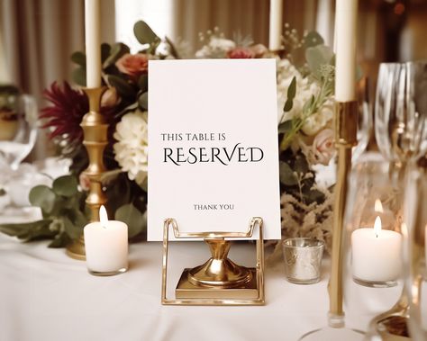 Make sure your special day goes smoothly with the our Reserved Sign! This printable wedding signage is perfect for letting everyone know where the bride's/ groom's family will be seated. With instant download, you can have your ceremony sign ready in no time. Ensure that your reserved table sign stands out and keeps things organized. Don't stress about finding a seat - reserve your spot with this elegant and practical wedding table sign. Whether it's for the bride's family or special guests, thi Reserved Table Wedding Signs, Table Signs Wedding, Reserved Table Sign, Reserved Wedding Signs, Reserved Table Signs, Wedding Table Sign, Wedding Table Signs, Ceremony Sign, Signing Table Wedding