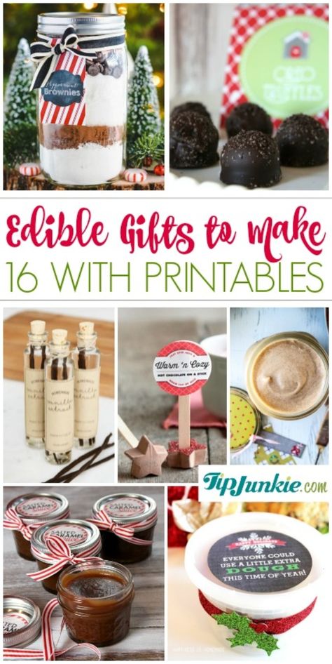 16 Easy Edible Gifts to Make with Printables-jpg Edible Christmas Gift Ideas, Edible Gift Ideas, Diy Edible Gifts, Food Gift Ideas, Edible Christmas Gifts, Diy Food Gifts, Diy Edible, Homemade Food Gifts, Christmas Food Gifts