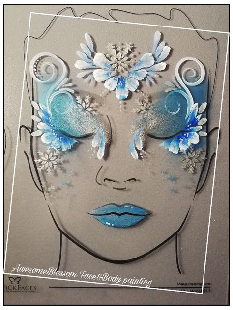 Ice Queen Face Paint, Ice Princess Face Paint, Winter Wonderland Face Paint, Winter Facepainting, Winter Face Paint, Frozen Face Paint, Face Paint Party, Face Painting Flowers, Princess Face Painting