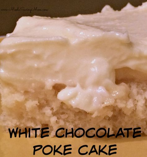 This is the first time I’ve ever made a poke cake and was a bit worried about how it would turn out!  But let me tell you – people were fighting over the last piece! Ingredients: White Cake Mix White Chocolate Pudding Mix White Chocolate Morsels (1/2 bag) Directions: Prepare cake batter according to … White Cake Poke Cake Recipes, White Chocolate Pudding Recipes, White Chocolate Poke Cake, Chocolate Pudding Cake Recipe, June Ideas, White Chocolate Pudding, Cake Batter Fudge, Chocolate Pudding Desserts, Pudding Poke Cake