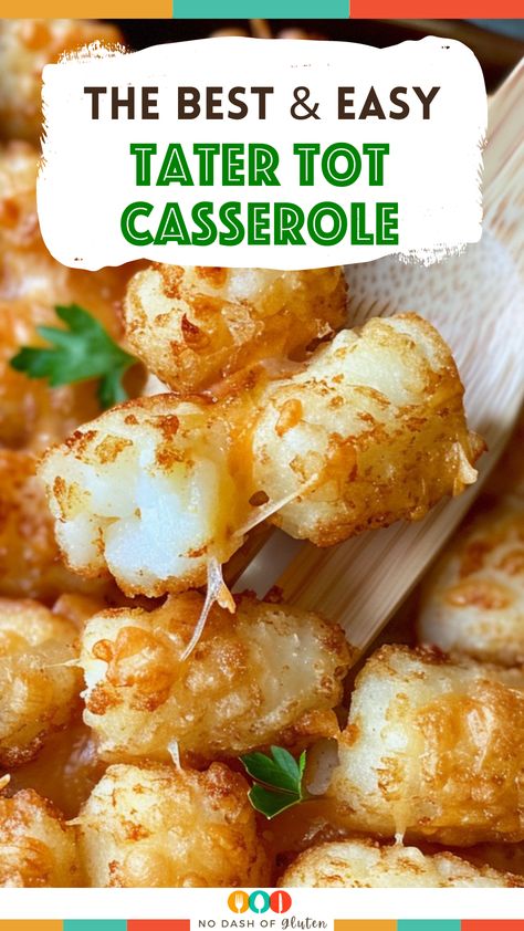 Try this Easy Tater Tot Casserole for a comforting, family-friendly meal. Packed with ground beef, mixed veggies, and cheddar cheese, it's a hit with everyone. Ready in just an hour, it's perfect for busy weeknights. Don't forget to save this recipe for later and share with your friends! Tater Tot Side Dish Recipes, Tator Tot Casserole Recipe Easy No Meat, Tater Tot Casserole Without Meat, Tator Tots Recipes Side Dishes, Tator Tot Shepherds Pie Recipe, Cowboy Casserole Tater Tots, Easy Tator Tot Casserole, Tater Tot Casserole With Ground Beef, Healthy Tater Tot Casserole No Canned Soup