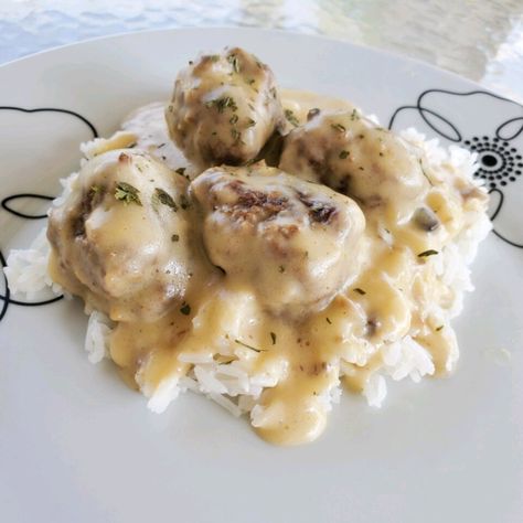 Swedish Meatballs with Cream of Mushroom Soup Recipe | Allrecipes Swedish Meatballs With Cream Of Mushroom Soup, Meatballs With Cream Of Mushroom Soup, Swedish Meat, Easy Swedish Meatball Recipe, Swedish Meatballs Recipe, Delicious Meatballs, Swedish Meatballs Easy, Mushroom Soup Recipe, Meatball Casserole