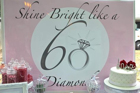 diamonds Birthday Party Ideas | Photo 8 of 11 | Catch My Party Diamond Birthday Theme Party Ideas, Jubilee Party Ideas, Jubilee Decorations, Jubilee Party, Diamond Birthday, 60th Birthday Party, 60th Birthday, Birthday Party Ideas, Catch My Party