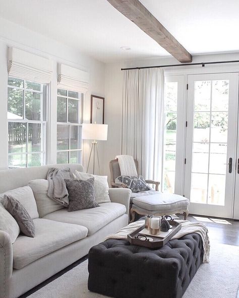 Living Room Patio Doors, French Doors Living Room, Small Lounge, Living Room Door, Living Room Curtains, French Country Living Room, French Doors Patio, Room Curtains, White Living