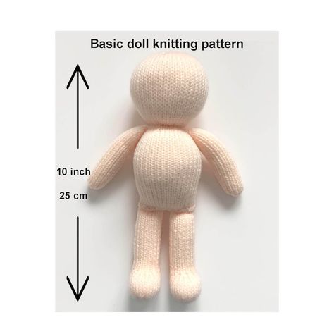 Doll Body Base, Basic Doll Pattern, Cast On Knitting, Knitted Doll Patterns, Doll Knitting, Body Base, Knitting Patterns Toys, Haken Baby, How To Purl Knit