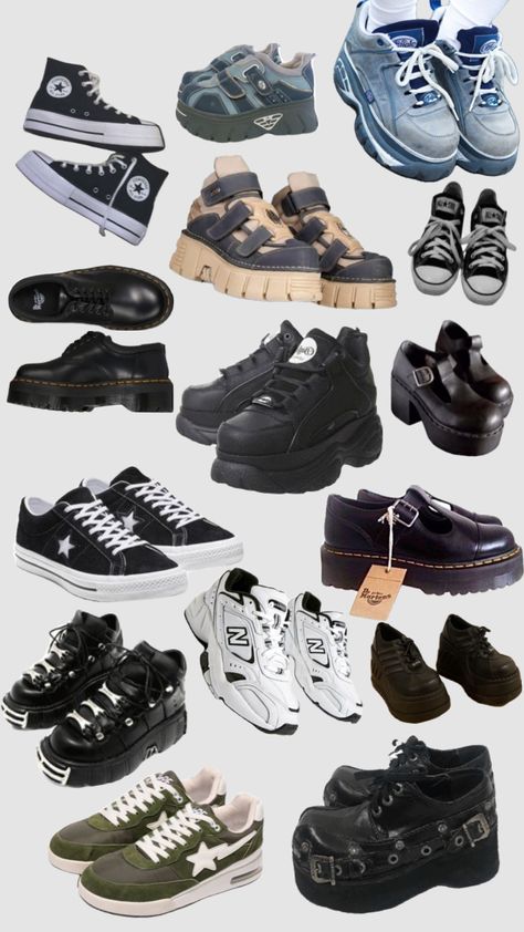 shoes ⋆⁺₊⋆ ☾ ⋆⁺₊⋆ ☁︎ Cute Grunge Shoes, Metalhead Shoes, Alternative Shoes Men, Emo Shoes Men, Y2k Grunge Shoes, Yk2 Shoes, Cybergoth Shoes, Grunge Shoes Aesthetic, Y2k Emo Shoes