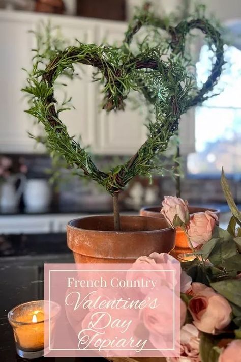 Valentine’s Day Heart Topiary | Hometalk Heart Topiary, Valentine Craft Decorations, Pinterest Valentines, Adult Valentines, French Farmhouse Style, Diy Valentine's Day, Easy Diy Decor, Country Style Kitchen, Diy Decor Crafts