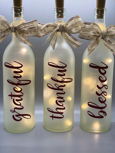 3 Frosted Wine Bottles // Holiday Wine Bottle // Wine Bottle | Etsy Frosted Wine Bottles, Holiday Wine Bottle Crafts, Wine Bottle Crafts Christmas, Holiday Wine Bottles, Wine Bottle Project, Wine Bottle Centerpieces, Liquor Bottle Crafts, Bottle Centerpieces, Wine Bottle Corks