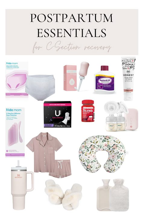 What to get to prepare for your c-section for the most comfortable recovery! Post Partum Must Have List, Postpartum Essentials C Section, C Section Recovery Gift Basket, C Section Post Partum Essentials, C Section Post Partum, C Section Must Haves, C Section Essentials, C Section Recovery Kit, C Section Recovery Essentials