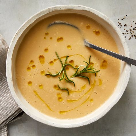 creamy-miso-white-bean-soup-recipe-1220sta Vegetarian Bean Recipes, White Bean Soup Recipes, Winter Soup Recipe, Bean Soup Recipes, White Miso, White Bean Soup, Winter Soups, Miso Soup, White Bean