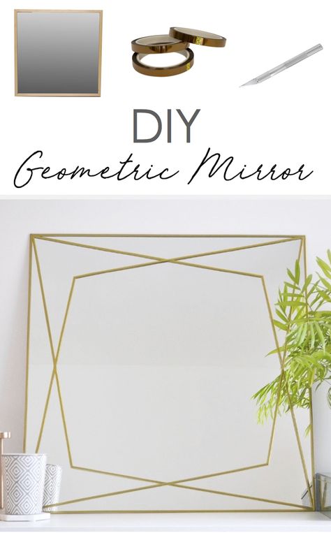 THE THINGS SHE MAKES | GEOMETRIC MIRROR Square Mirror Ideas, Ikea Lots Mirror, Ikea Lots Mirror Ideas, Geometric Mirror Wall Decor, Lots Mirror, Panelled Hallway, Ikea Lots, Mirror Upcycle, Diy Mid Century