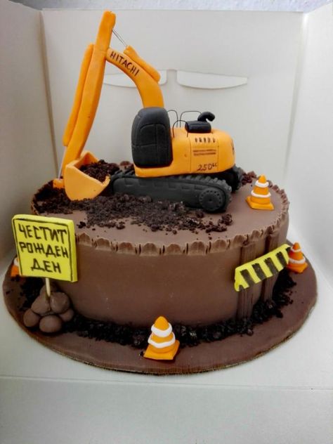 Excavator cake - cake by Danito1988 Construction Birthday Party Cakes, Construction Theme Cake, Excavator Cake, Digger Cake, Ironman Cake, Construction Birthday Cake, Rodjendanske Torte, Truck Birthday Cakes, Tractor Cake