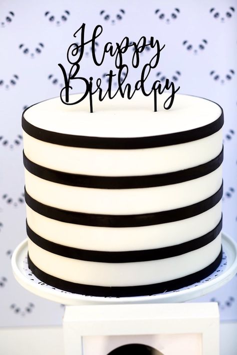 Monochromatic Party, Party Like A Panda, Panda Birthday Party, Teen Cakes, White Birthday Cakes, 40th Cake, Striped Cake, Black White Parties, Birthday Cakes For Teens