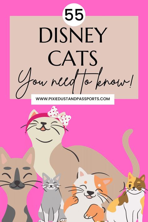 Have you been looking for a list of iconic Disney cats? This list of cats from Disney movies covers everything from Pinocchio's Figaro to the Aristocats! Disney Cat Names, Disney Party Diy, Disney Party Foods, Cat From Outer Space, Lion King Ii, Bedknobs And Broomsticks, Disney Bedrooms, Disney Lifestyle, Disney Cats