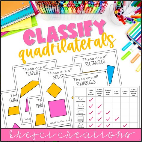 Need a fun, simple, and effective way to teach students to classify quadrilaterals? This collaborative activity is perfect for 4th grade! Classifying Quadrilaterals Anchor Chart, Quadrilateral Activities, Classifying Quadrilaterals Activities, Classify Quadrilaterals, Teaching Quadrilaterals, Quadrilaterals Activities, Classifying Quadrilaterals, Teaching Patterns, March Math