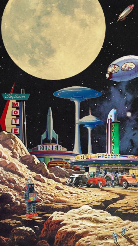 Retro Futurism Aesthetic, Futurism Aesthetic, 1950s Aesthetic, Vintage Space Art, Vintage Futurism, Futurism Art, Futurisme Retro, Aesthetic Posters, Futuristic Aesthetic