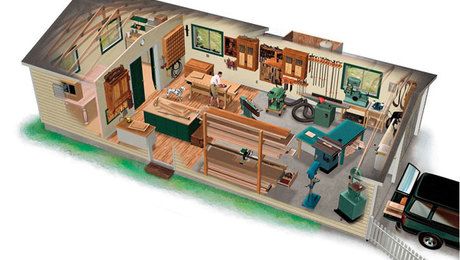 Ultimate Garage Workshop - FineWoodworking Ultimate Garage Workshop, Woodworking Garage, Workshop Layout, Workshop Plans, Ultimate Garage, Shop Garage, Woodworking Shop Layout, Workshop Design, Diy Workshop