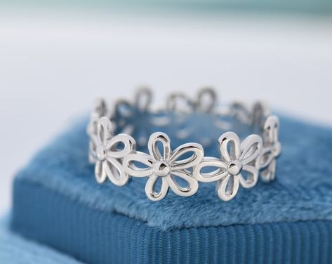 Forget Me Not Jewelry Sterling Silver, Forget Me Not Flower, Silver Flower Ring, Simple Hoop Earrings, Whimsical Jewelry, Light Blue Flowers, Silver Polish, Floral Ring, Jewelry Workshop