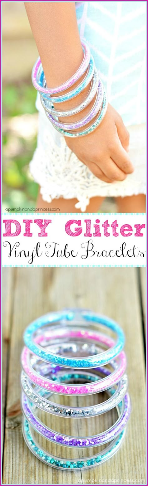 DIY Tube Bracelets | Glitter Bracelet by A Pumpkin & A Princess Easy Crafts For Teens, How To Make Glitter, Princess Crafts, Diy Choker, Tube Bracelet, Diy Glitter, Activities For Girls, Diy Bracelets Easy, Glitter Diy