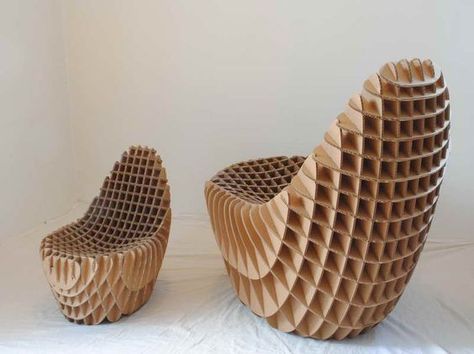 Cardboard Furniture Design, Cardboard Chair, Cardboard Design, Furniture Design Chair, Parametric Design, Cardboard Art, Cardboard Furniture, Corrugated Cardboard, Cardboard Crafts