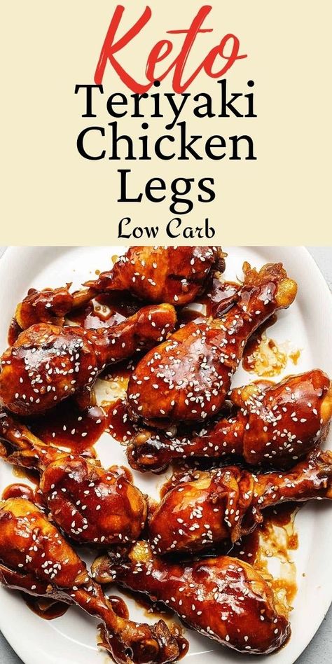 Keto Teriyaki Chicken, Keto Teriyaki, Chicken Legs Recipe, Bbq Chicken Legs, Baked Teriyaki Chicken, Low Calorie Chicken, Low Carb Meats, Low Carb Crock Pot Recipes, Keto Crockpot