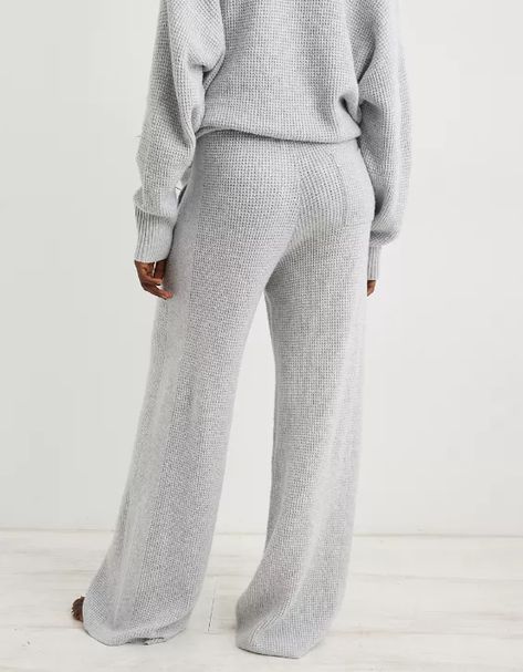 Aerie CozyUp Waffle Skater Pant Sweatpants For Women, Comfy Sweatpants, Wide Leg Pant, Co Ord Set, Co Ord, Asos, Wide Leg, Sweatpants, Grey