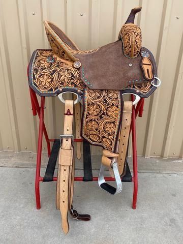 Western Horse Tack Turquoise, Western Riding Tack, Barrel Racing Tack Sets, Barrel Racing Tack Rodeo, Kids Saddle, Barrel Racing Saddle, Leather Horse Tack, Barrel Racing Saddles, Roping Saddles