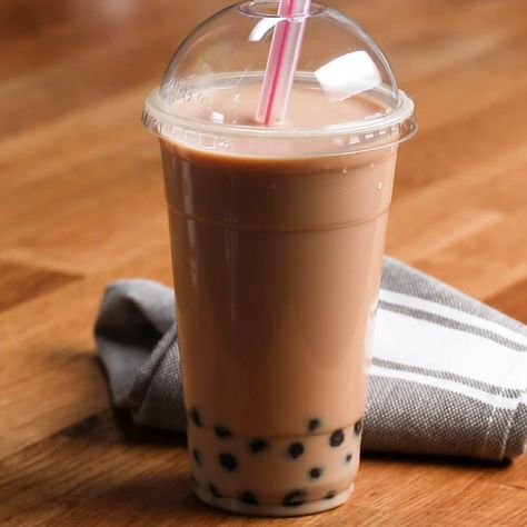 Taiwanese Bubble Tea Recipe by Tasty Bubble Tea Recipe, Milk Tea Recipes, Bubble Tea Shop, Bubble Tea Boba, Brown Sugar Syrup, Black Tea Bags, Tapioca Pearls, Tea Cake, Tea Powder