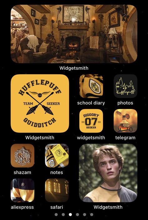 Hufflepuff Phone Theme, Harry Potter Display, Harry Potter Movie Night, Harry Potter Stickers, Hufflepuff Aesthetic, Hufflepuff Pride, Harry Potter Background, Ios Layout, Harry Potter Tumblr