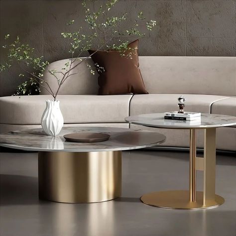 European Center Table Design in Golden and Nickel PVD Coating on Stainless Steel 304 Frame Marble Bedroom, Round Coffee Table Living Room, Nordic Coffee Table, Round Coffee Table Sets, Round Nesting Coffee Tables, Round Coffee Table Modern, Living Room Table Sets, Luxury Coffee Table, Stone Coffee Table