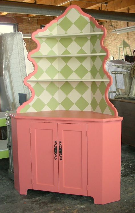 Pink Cabinet, Corner Hutch, Casa Vintage, Room Deco, Funky Furniture, Hand Painted Furniture, Cute Room Decor, Redo Furniture, Dream House Decor