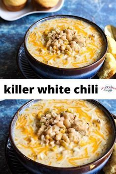 This white chili has likewise won me many awards whenever I have entered it in contests. It's the perfect balance of flavors that pairs beautifully with some good ole fashion corncake. Chili Soup Recipe, Chicken Chili Crockpot, White Soup, White Chili, Medicine Tips, Chili Soup, Soup Chili, White Chicken, Soup And Sandwich