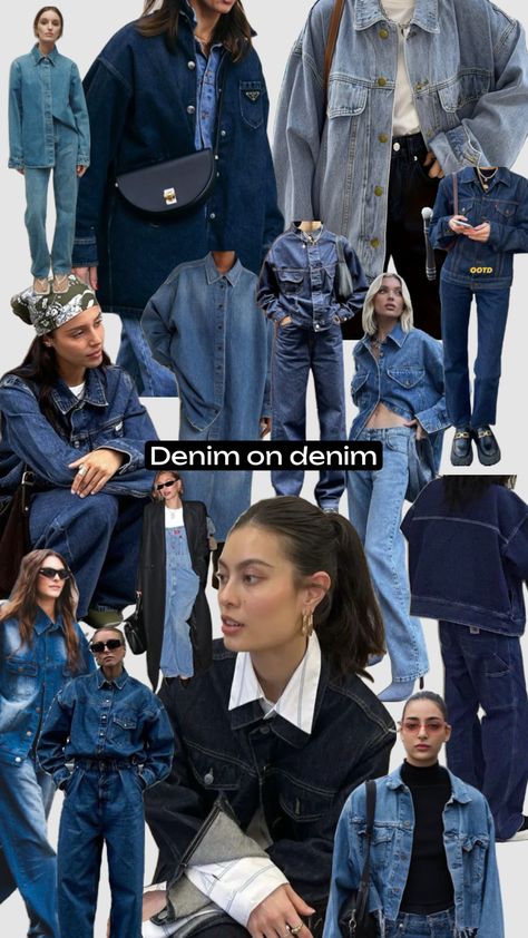 Denim Double Denim Outfit, Winter Moodboard, Denim Shirt Outfit, Outfit Autumn, Double Denim, Denim Outfit, Fall Winter Outfits, Outfits Aesthetic, Travel Outfit