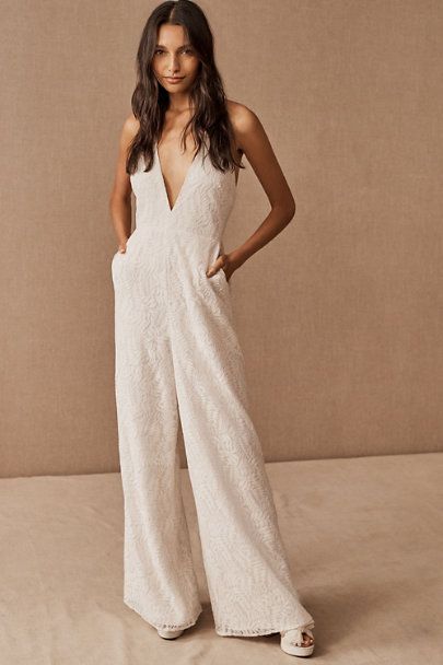 Fame and Partners Austin Jumpsuit - BHLDN Lace Wedding Jumpsuit, Lace Jumpsuit Wedding, Elopement Wedding Dresses, Fame And Partners, Anthropologie Wedding, Wedding Jumpsuit, Hayley Paige, Elopement Dress, Dress Guide