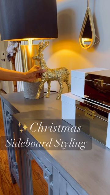 Kim | DIY | Home Decor & Inspire Decor on Instagram: "✨Sideboard Christmas Styling✨Let’s add some sparkle to your side tables! Client creation, decor from #zgallerie and #athome : Follow along with me for Decor Ideas and Inspiration @k.mooredecor : : : #zgallerie #athome #sideboard #tablestyling #christmasdecor #christmasiscoming #homedecorating #designinspiration #golddecor #modern #moderndecor #glamchristmasdecor #homedecor #aesthetic #sparkle #christ #modernhome #interiordecor #reels #inter Sideboard Christmas Decor, Christmas Sideboard Decor, Decorating Sideboards, Aesthetic Sparkle, Christmas Styling, Sideboard Styles, Glam Christmas Decor, Wooden Wreath, Sideboard Decor