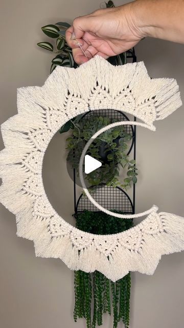 Moon Tutorial, Caroline Fleming, Grey Macrame, Moon Made, Macrame Wall Hanger, Macrame Knots Pattern, Moon Shape, Macrame Knots, Macrame Cord