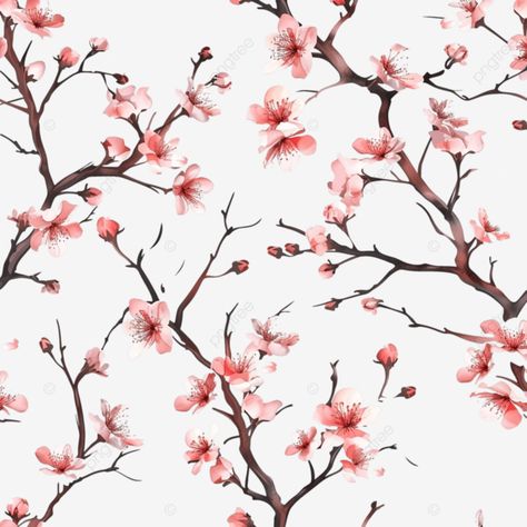 cherry blossom seamless pattern design spring floral pattern png Botanical Vector, Cherry Blossom Pattern, Botanical Motifs, Seamless Pattern Design, Png Floral, Bamboo Leaves, Transparent Image, Spring Floral, Seamless Pattern