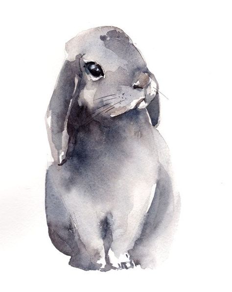 Cute Bunny Painting, Bunny Wall Art, Easter Wall Art, Painting Nursery, Rabbit Wall Art, Bunny Watercolor, Bunny Painting, Rabbit Painting, Grey Bunny