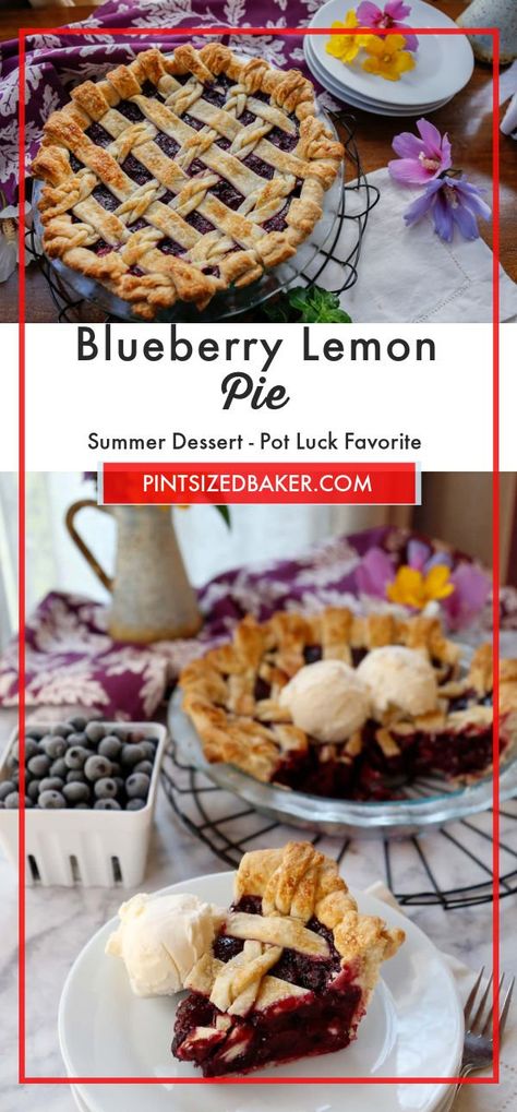 Lemon Blackberry Pie, Lemon Blueberry Pie Recipe, Blueberry Lemon Pie Recipe, Lemon Blueberry Pie, Blueberry Lemon Pie, Blueberry Pies, Easy Blueberry Pie, Homestead Cooking, Blueberry Pie Recipe