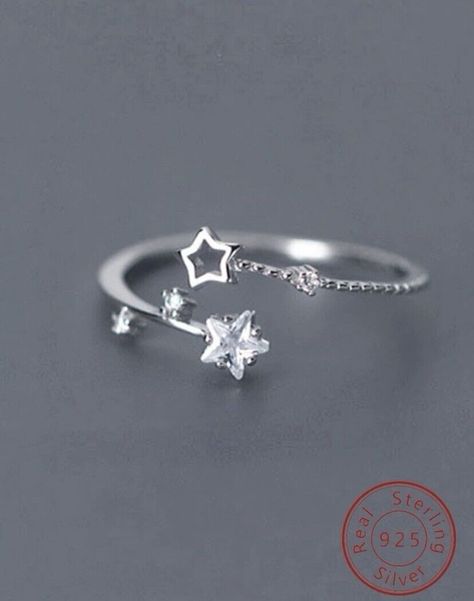 Star Ring - 925 sterling silver and cubic zirconia ring - Dainty Hand Ring  | eBay Animal Oc, Hand Ring, Female Clothing, Cubic Zirconia Rings, Star Design, Rings For Girls, Star Ring, Rings Simple, Star Designs