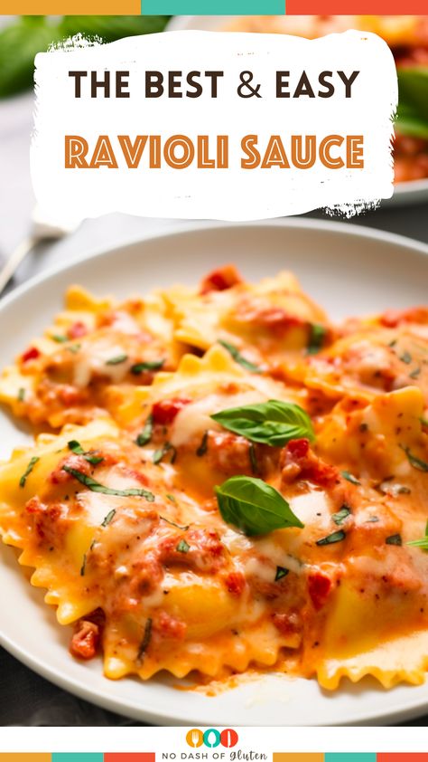 Easy Ravioli Sauce Ravioli Tomato Cream Sauce, Meat Ravioli Sauce, Tomato Sauce For Ravioli, Simple Ravioli Sauce, Mushroom Ravioli Sauce Easy, Ravioli Sauce Recipe Easy, Cheese Ravioli Sauce Recipe, Sausage Ravioli Sauce, Best Ravioli Sauce